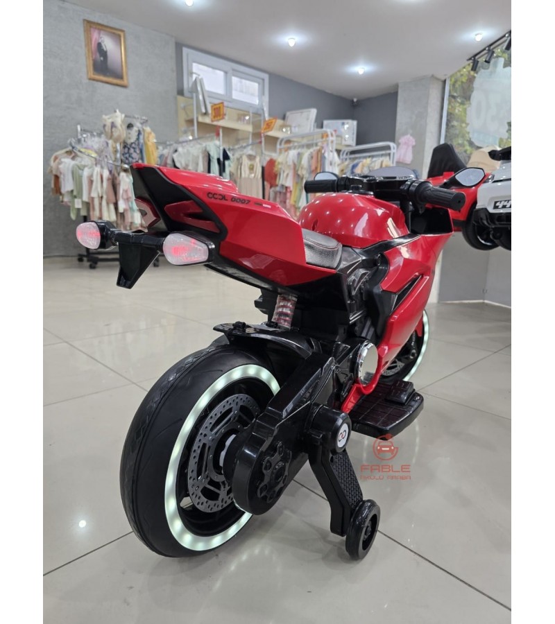 Cool Motors Yarış Motoru! 12V, Elden Gazlı,  Destek Tekerli, Ara Gaz Sesi, Amortisörlü