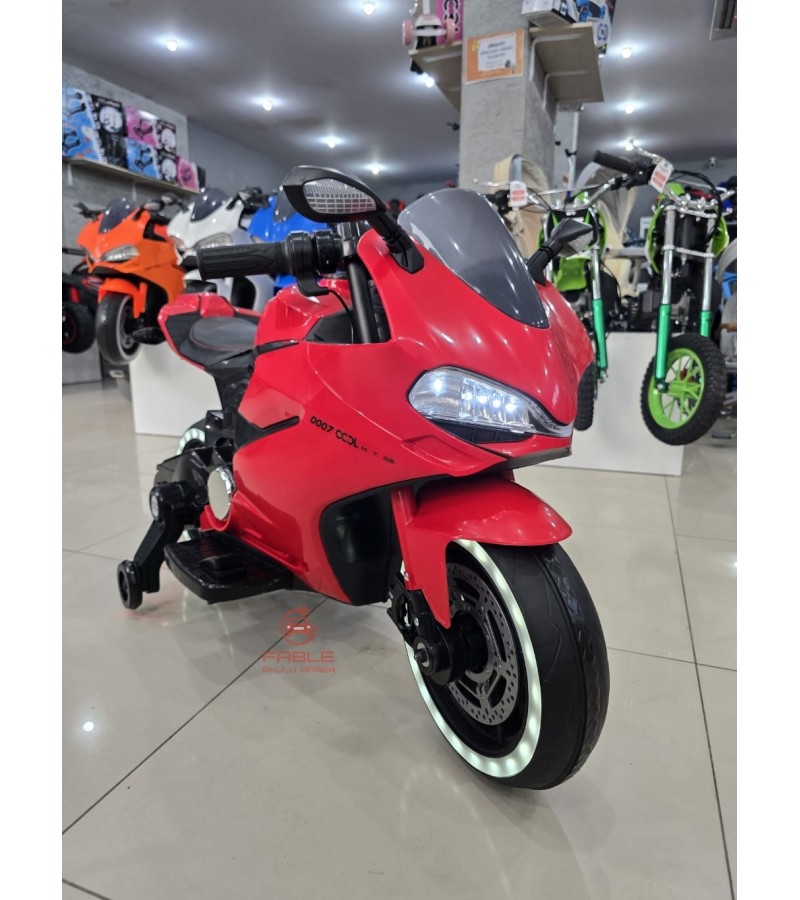 Cool Motors Yarış Motoru! 12V, Elden Gazlı,  Destek Tekerli, Ara Gaz Sesi, Amortisörlü