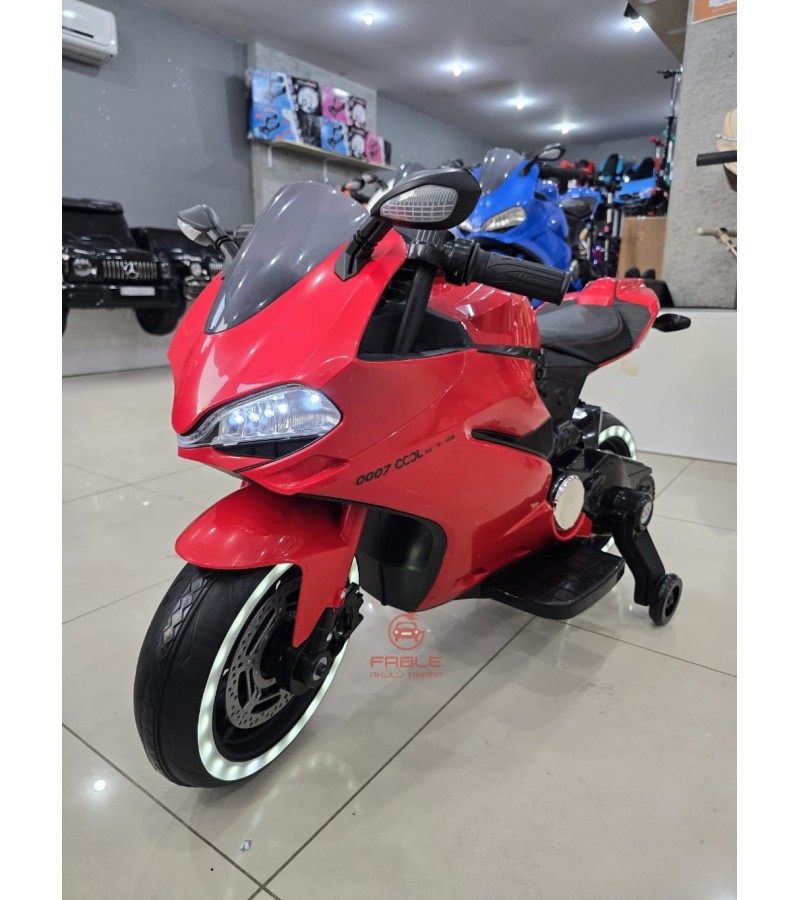 Cool Motors Yarış Motoru! 12V, Elden Gazlı,  Destek Tekerli, Ara Gaz Sesi, Amortisörlü