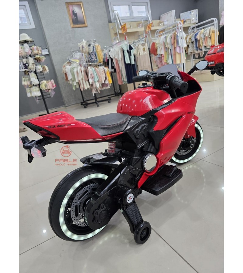 Cool Motors Yarış Motoru! 12V, Elden Gazlı,  Destek Tekerli, Ara Gaz Sesi, Amortisörlü